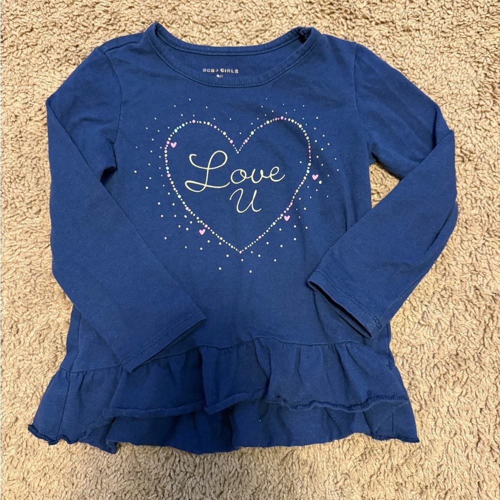BCBGirls Navy Long Sleeve Shirt with Heart Design